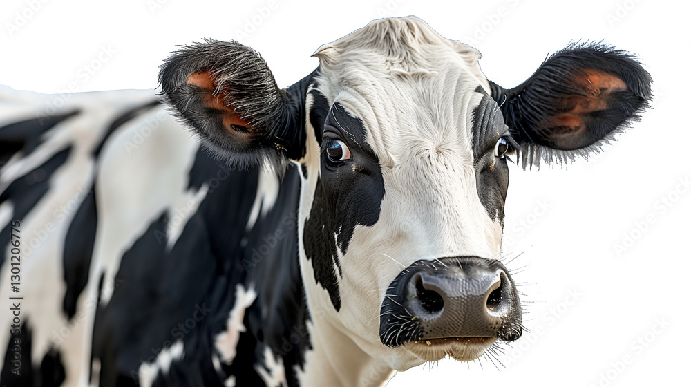 head of cute black and white cow isolated on white background. head of cute black and white cow isolated on white background.