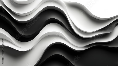Abstract waves white and black background