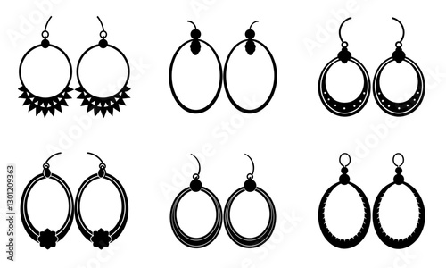 Hoop Earrings silhouette vector