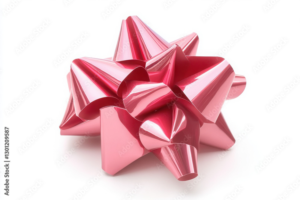 3D red bow with glossy finish for Christmas decor on white background 3D red bow with glossy finish for Christmas decor on white background