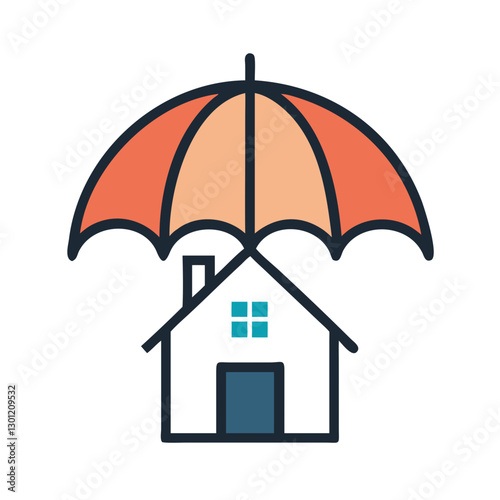 House under an orange umbrella icon