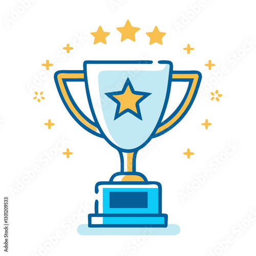 Blue trophy cup with stars icon
