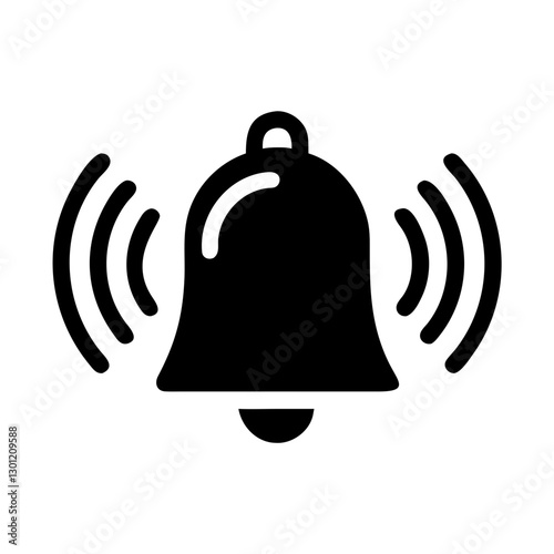 Black alarm bell with sound waves icon