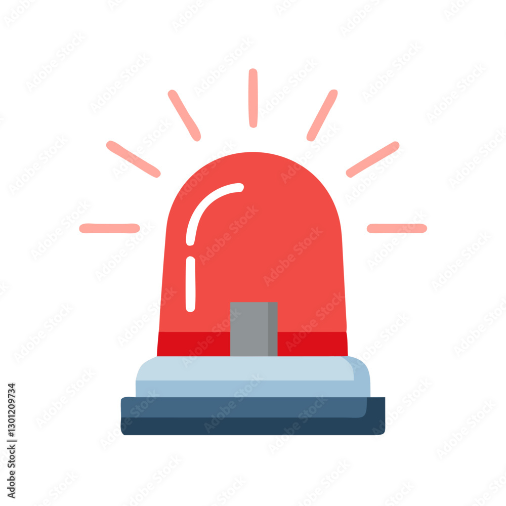 Red emergency siren light with alert signal Red emergency siren light with alert signal