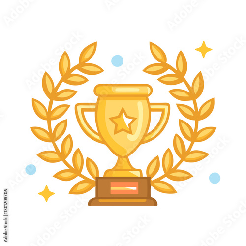 Golden trophy with laurel wreath