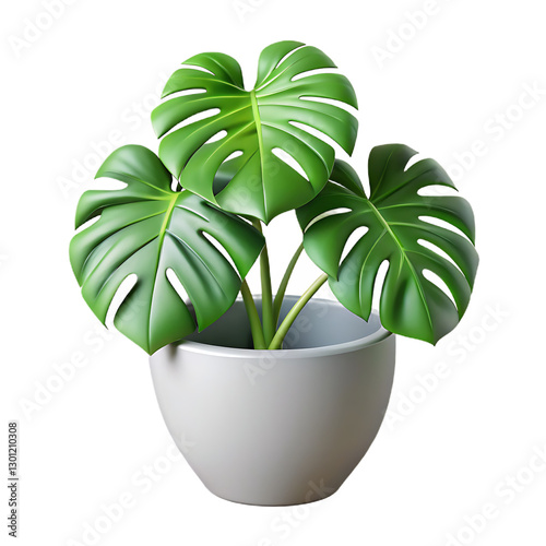 Monstera Deliciosa in a Pot, Vibrant Monstera Deliciosa Plant in a Modern Pot