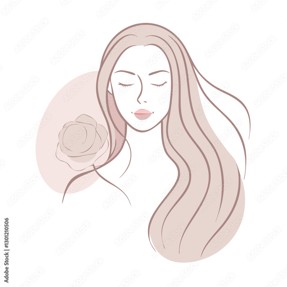 Elegant woman with floral detail and long hair Elegant woman with floral detail and long hair