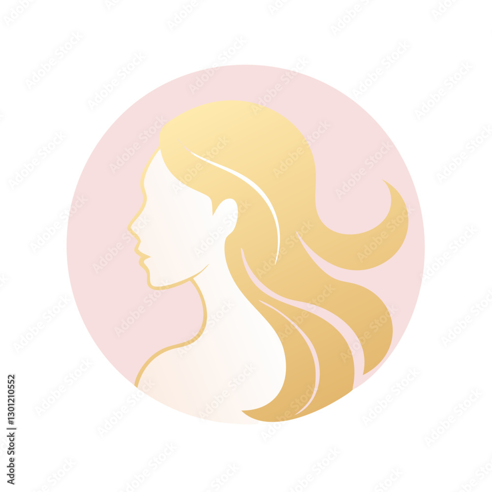 Side profile of a woman with golden curls Side profile of a woman with golden curls
