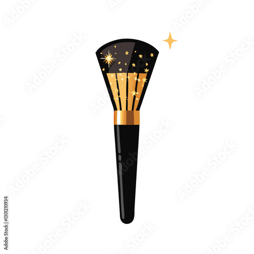 Professional makeup brush with gold details