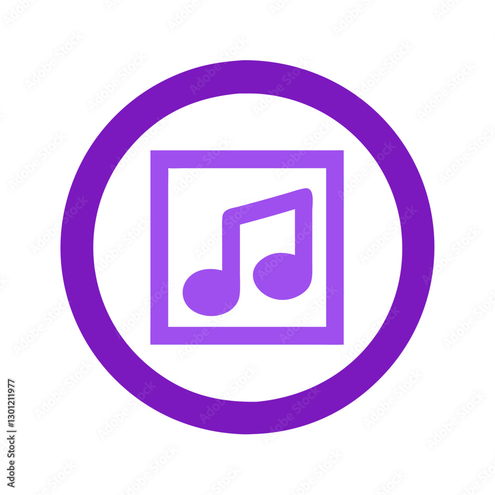 Purple music note inside a circle Purple music note inside a circle