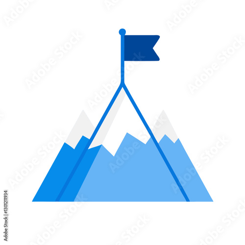 Mountain peak with a victory flag