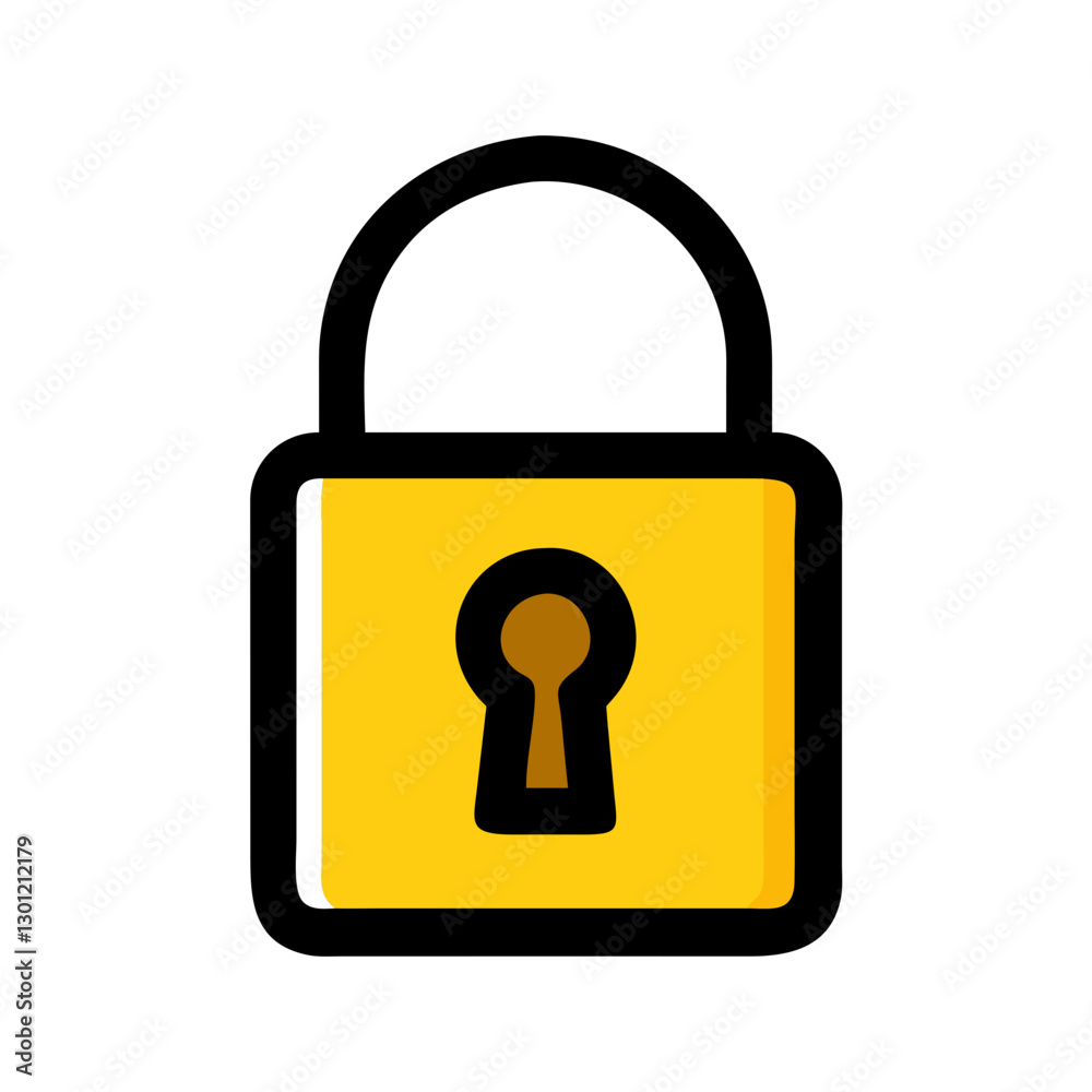Secure padlock icon in yellow and black Secure padlock icon in yellow and black