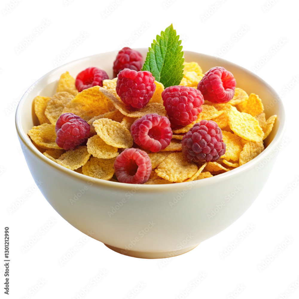 bowl of cereal with raspberries bowl of cereal with raspberries