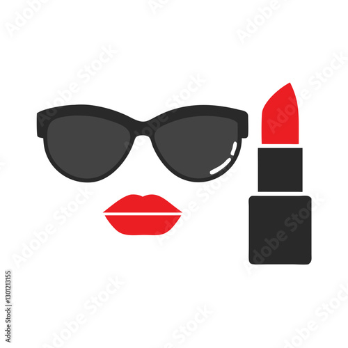 Fashion icon with sunglasses, lips, and lipstick
