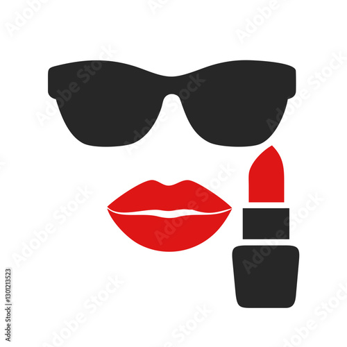 Fashion icon with sunglasses, lips, and lipstick