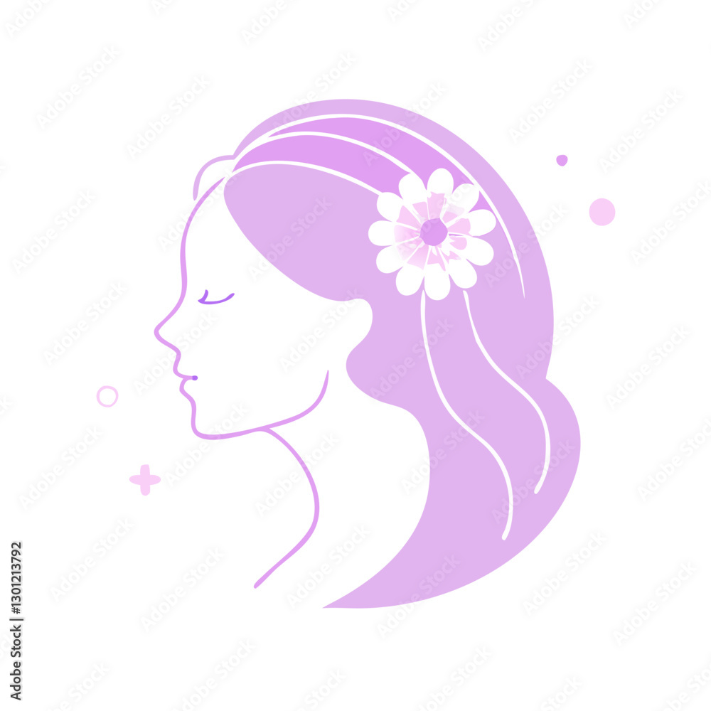 Feminine portrait with soft floral elements Feminine portrait with soft floral elements