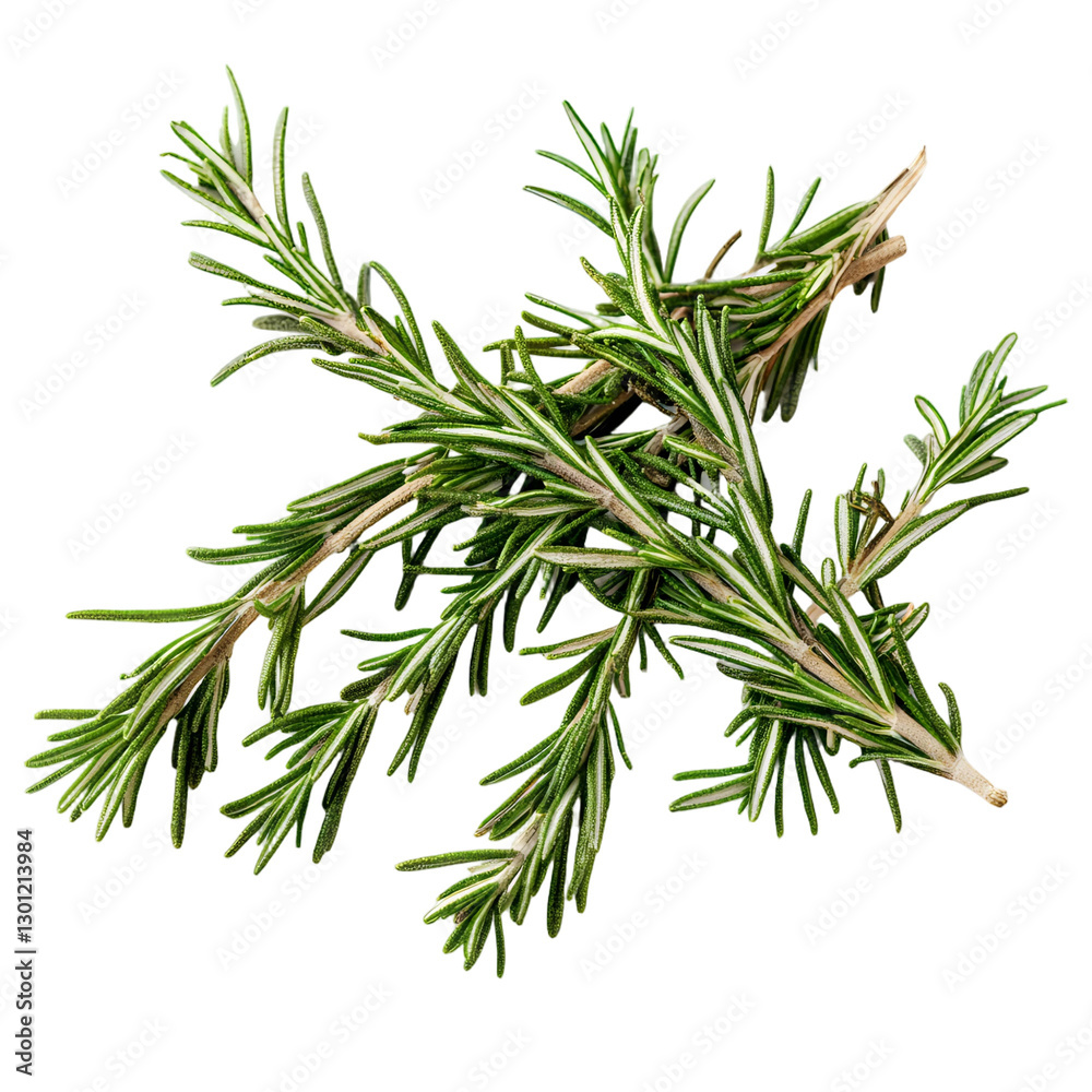 Fototapeta premium Fresh rosemary sprigs culinary herb aromatic cooking ingredient isolated transparent background