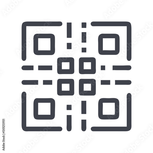 Simple QR code icon in black and white