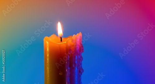 Dripping Wax Candle Against a Rainbow