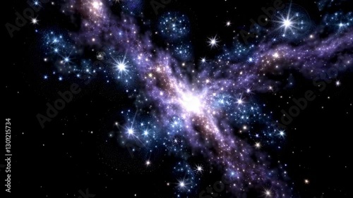 Cosmic nebula burst: dynamic expansion of colorful stars and galaxies