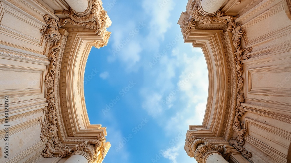 Naklejka premium Ornate architecture under blue sky