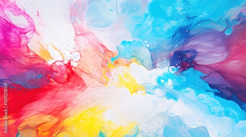 Fluid Abstract Art: Swirls of Vibrant Hues in Watercolor Ink Painting