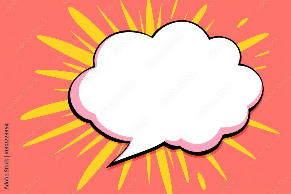 Speech bubble graphic with yellow and pink background for comic pop art style text display template Speech bubble graphic with yellow and pink background for comic pop art style text display template
