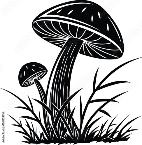 Mushroom Silhouette, Vector Design, Mushroom Icon