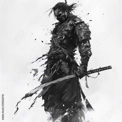 black and white samurai wallpaper