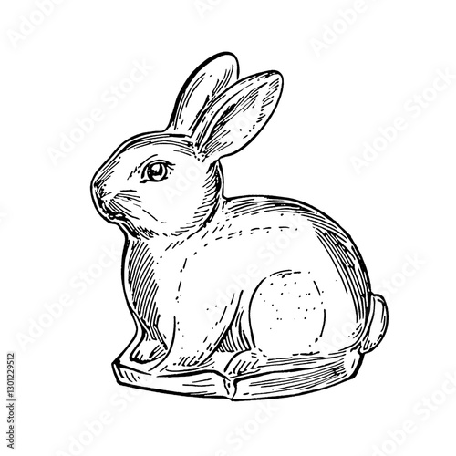 Intricate vector engraved illustration of a rabbit sculpture for decorative and product design projects