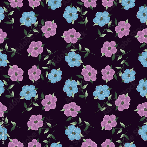 Elegance pink floral stems seamless pattern on a grey background. Vector hand drawn. Artistic, abstract flowers and tiny leaves, buds bells printing. Template for designs, fabric, fashion, textile
