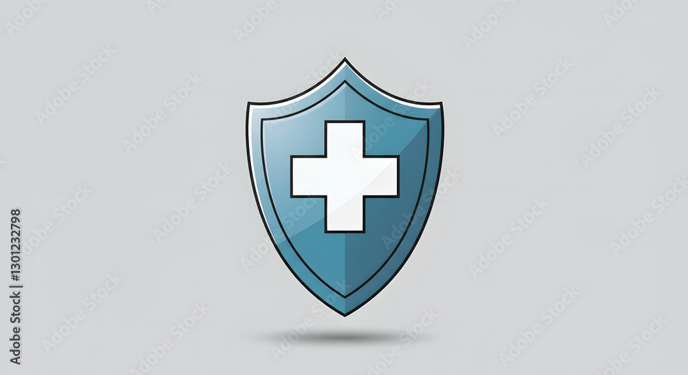 Obraz premium Modern and sleek image of a shield with a cross for World Health Day