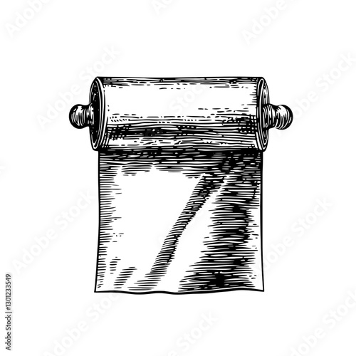 Detailed vector engraved illustration of a rolled parchment scroll for product design ideas and applications