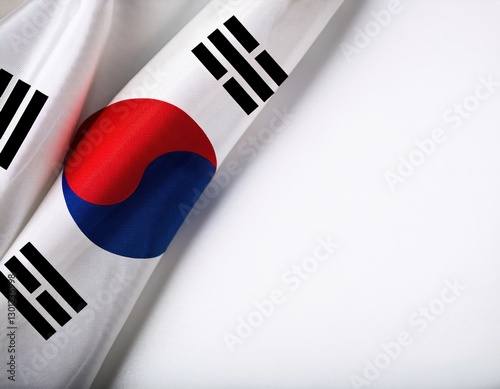 South Korean flag displayed with symbolic colors and patterns on a clean background