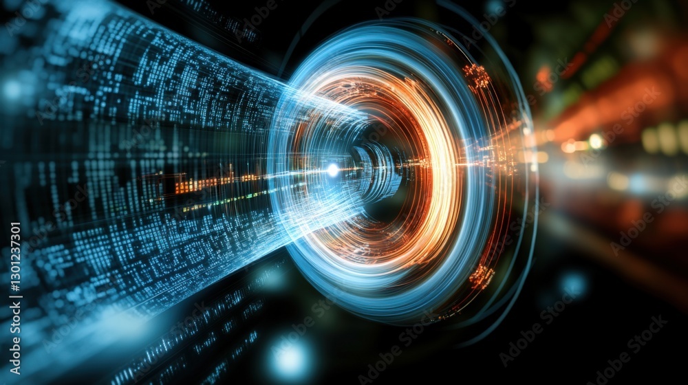 Obraz premium Dynamic energy flow futuristic data visualization digital realm graphic art technological environment abstract viewpoint