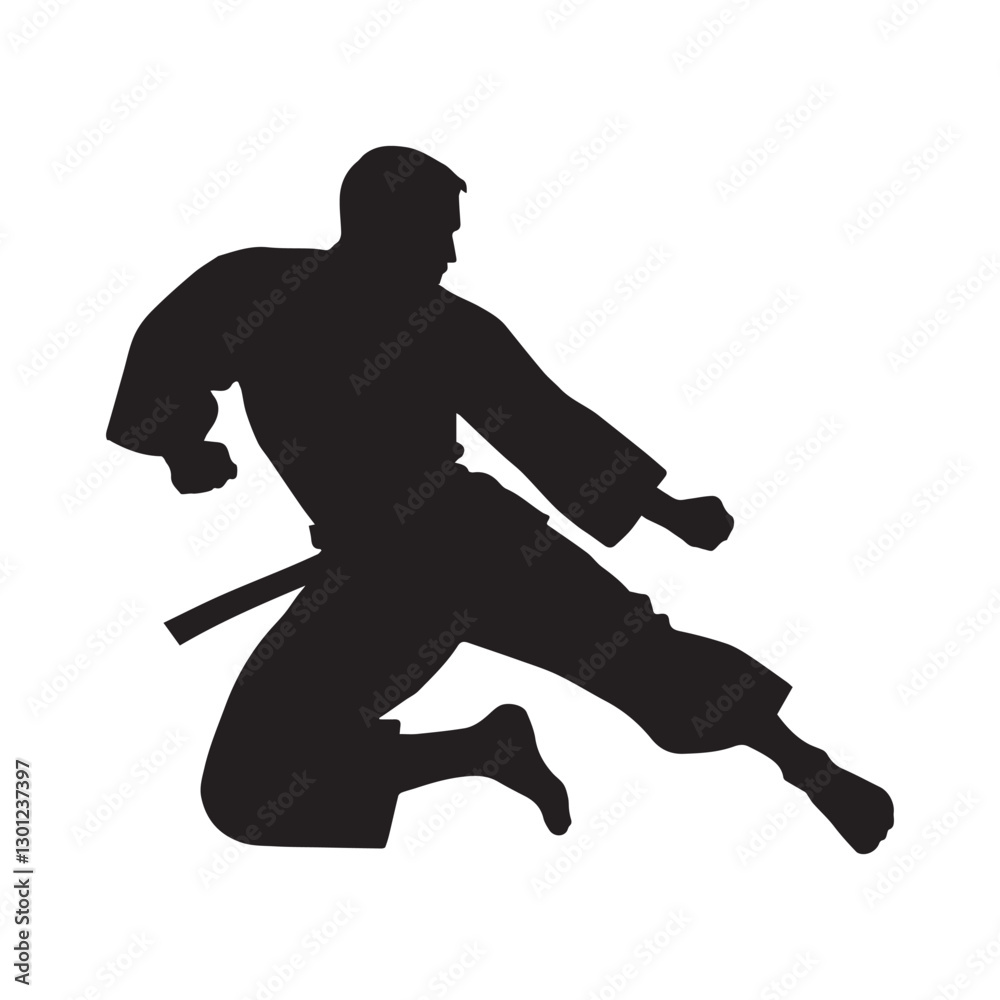Fototapeta premium martial arts silhouette white background