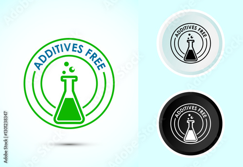 Additives free icon design illustration. No additives symbol for food packaging, Color black and white