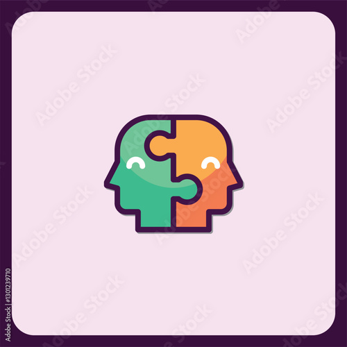 Connecting Minds Puzzle Pieces Icon Teamwork Collaboration