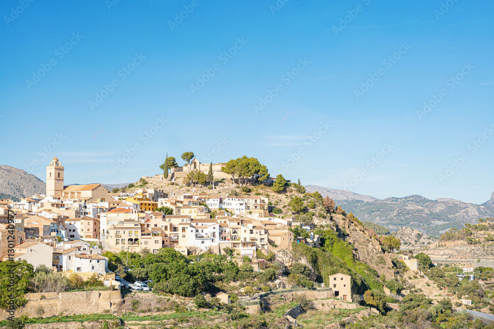 Panoramic view of the beautiful spanish mediterranean village of Polop, Spain Panoramic view of the beautiful spanish mediterranean village of Polop, Spain