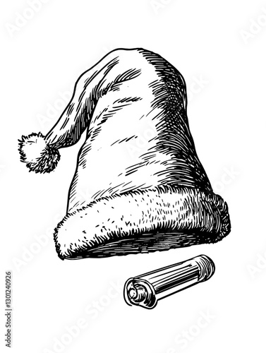 Vector engraved illustration of a festive hat with a playful appeal for product design