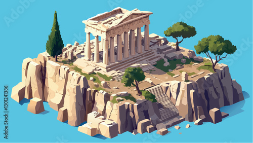 Acropolis in Isometric- The Heart of Ancient Greece.eps