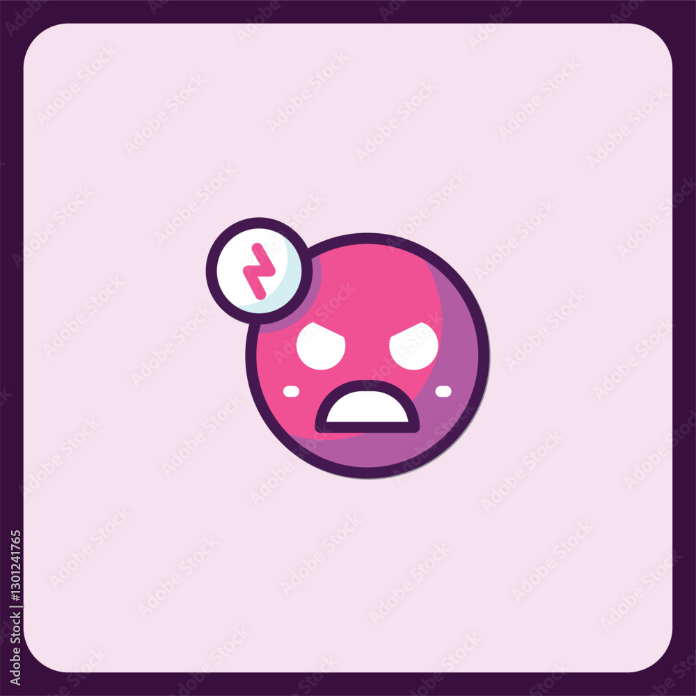 Angry Emoticon Icon Design, Furious Face Expression Illustration Angry Emoticon Icon Design, Furious Face Expression Illustration