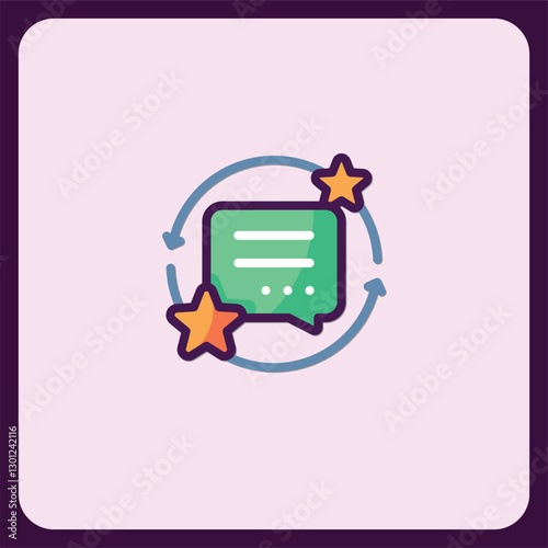 Customer Feedback Review Rating Icon, Star Message Chat Bubble