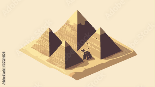 Aerial View of The Pyramids of Giza in Isometric Detail .eps