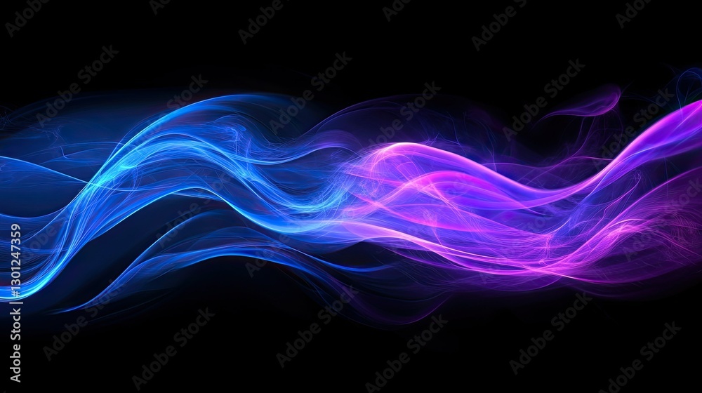 Blue and purple wave lines on a dark background, creating an abstract tech concept. x Blue and purple wave lines on a dark background, creating an abstract tech concept. x