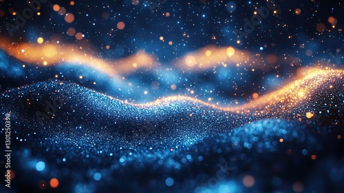 Abstract, elegant, detailed mint blue glitter particles flow with a shallow depth of field. This underwater holiday magic shimmering underwater space provides a luxury background in the color