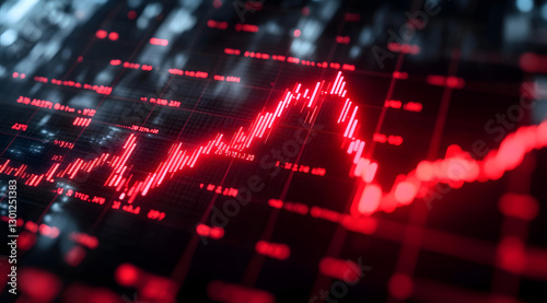 Obraz na płótnie Red stock market crash chart symbolizes financial loss and economic downturn. The concept is of finance, investment, recession, and economic crisis. w salonie