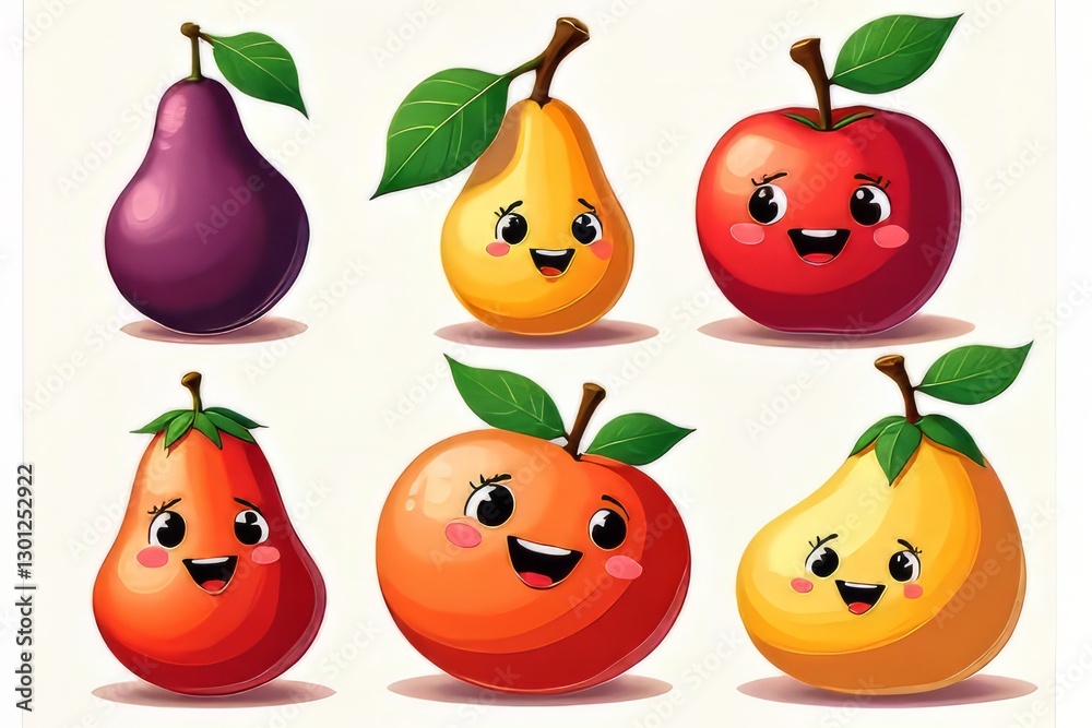 custom made wallpaper toronto digitalCute Cartoon Fruits Collection - Pears, Apples, and More