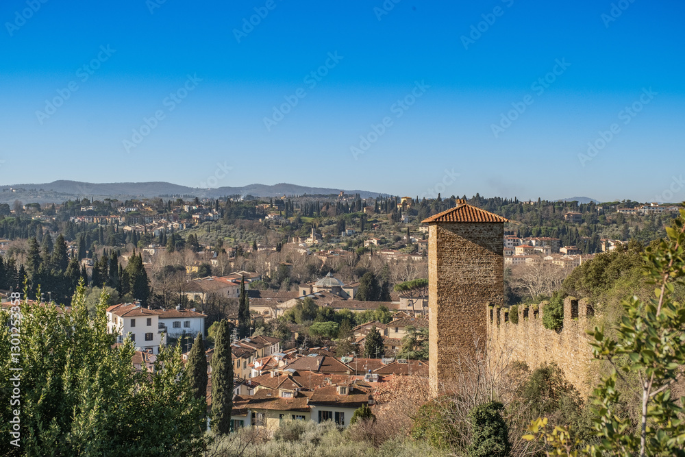 Naklejka premium Landscape with Florence hills, Italy
