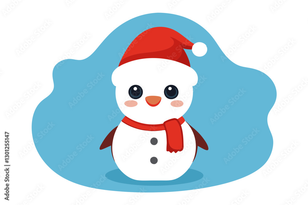 Happy New Year and Merry Christmas Cute Animal Cartoon Snowman in Santa Hat Vector Happy New Year and Merry Christmas Cute Animal Cartoon Snowman in Santa Hat Vector